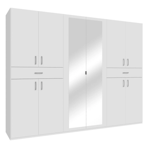 Szafa z lustrem i szufladami 270 cm Biały